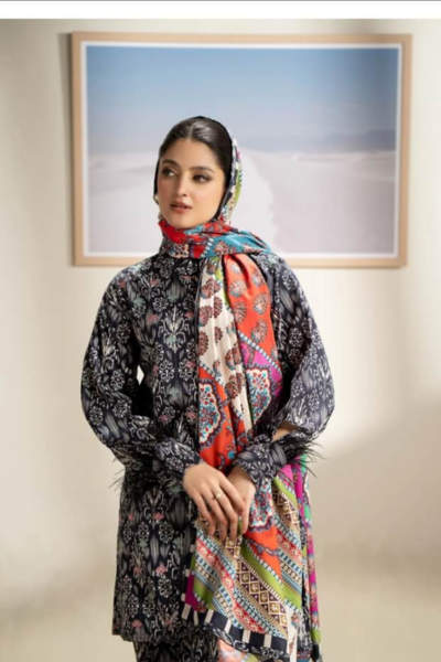 HR-SR408 3Pc Digital Printed Lawn Suit With Digital Printed Lawn Dupatta