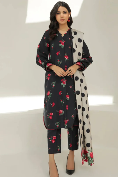 HR-SR1240 Unsttched 3pc Printed Lawn Suit With Digital Printed Lawn Dupatta