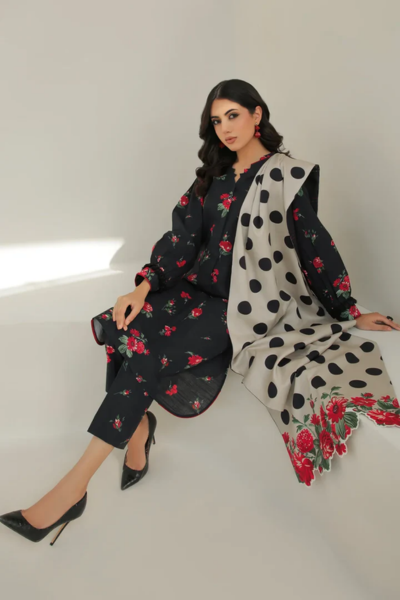 HR-SR1240 Unsttched 3pc Printed Lawn Suit With Digital Printed Lawn Dupatta