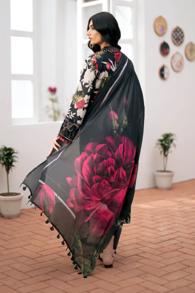 HR- 80 Printed unstitched Lawn Suit 3pc With Lawn Printed Dupatta & Embroidered Patches