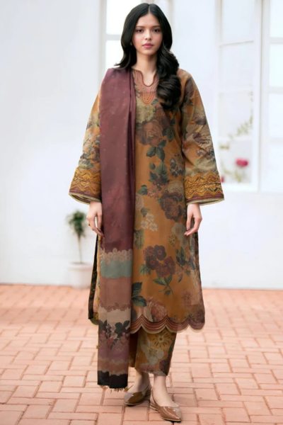 HR-SR-BQ01 Digital Printed Lawn Suit 3pc with Lawn Digital Printed Dupatta & Embroidered Patches