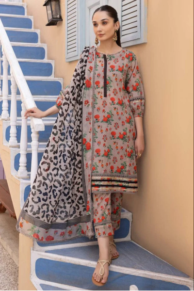 HR-CH06 Unstitched Digital Printed Lawn Suit 3pc With Digital Printed Lawn Dupatta