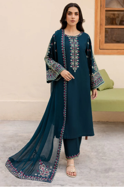 HR-D34 Unstitched Embroidered Lawn Suit 3pc With Bamber Chiffon Embroidered Dupatta
