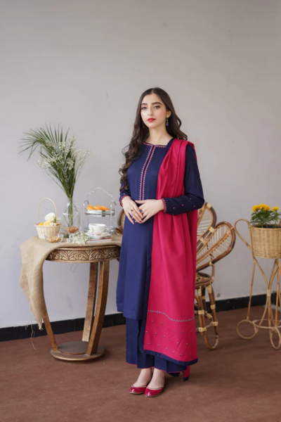 HR-1146 Unstitched Fully Embroided Dhanak Suit With Dhanak Dupatta