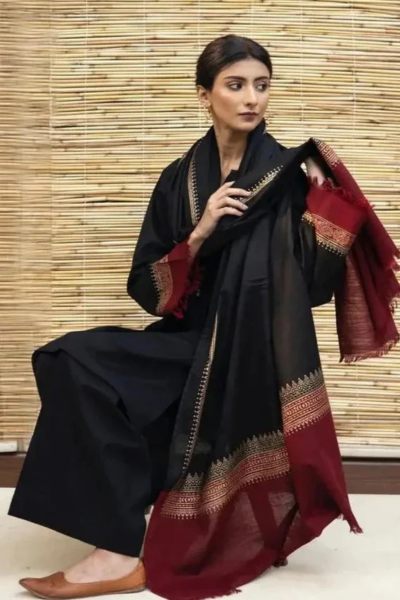 HR-1076 3Pc Unstitched Dhanak Suit with Printed Woolen Shawl