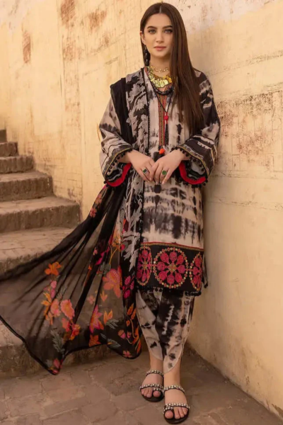 HR-Khaddar Unstitched Digital Printed Suit With Khaddar Dupatta