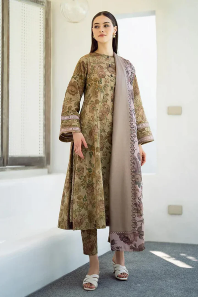 HR-Khaddar 3pc Digital Printed Suit With Digital Printed Khaddar Dupatta