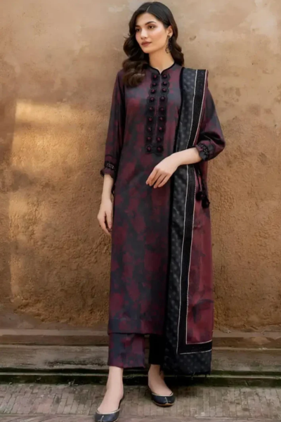 HR-Khaddar 3pc Digital Printed Suit With Digital Printed Khaddar Dupatta