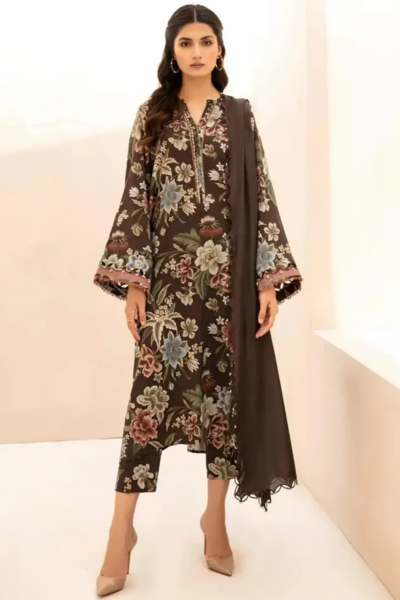 HR-Khaddar 3pc Digital Printed Suit With Digital Printed Khaddar Dupatta