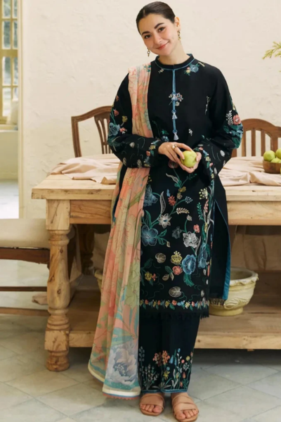 HR-704 Lawn Embroidered 3pc Suit With Fine Net Dupatta