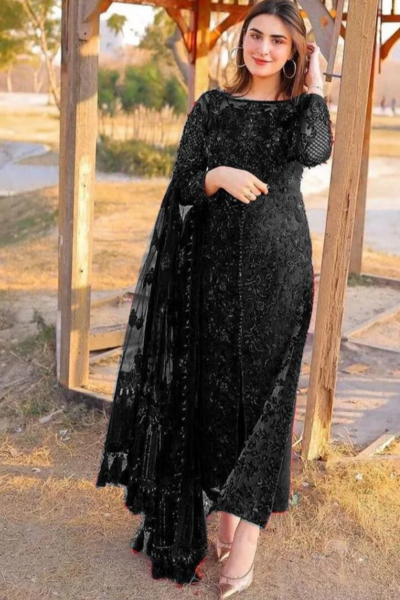 HR-SR708 Lawn Embroidered 3pc Suit With Organza Embroidered Dupatta