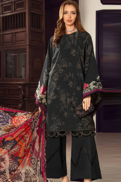 HR-SR712 Lawn Embroidered 3pc Suit With Printed chiffon Dupatta