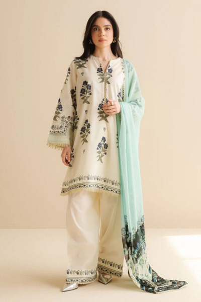 HR-CO492 3Pc Digital Printed Lawn Shirt with Printed Dupatta