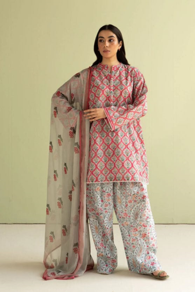 HR-CO494 3Pc Digital Printed Lawn Shirt With Printed Dupatta