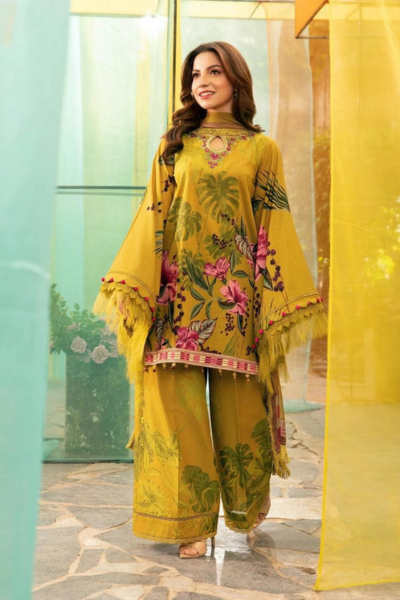 HR-MB484 3Pc Digital Printed Lawn Shirt with Printed Dupatta