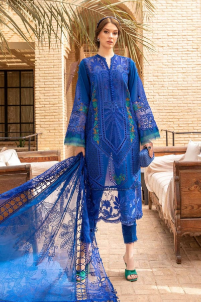 HR-MB2590 3 Piece Embroidered Lawn Shirt With Embroidered Organza Dupatta