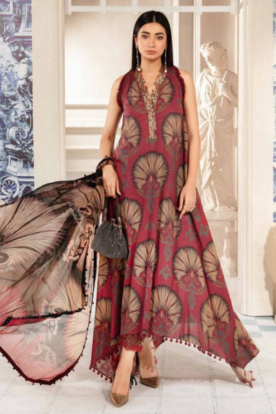 HR-MB 444 3Pc Digital Printed Lawn Shirt with Printed Lawn Dupatta