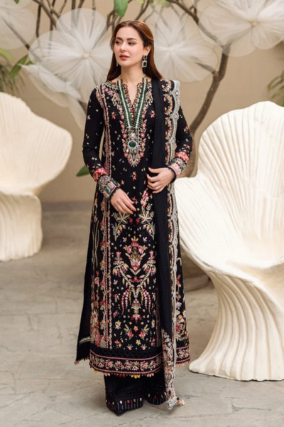 HR-QL2655 3Pc Embroidered Lawn Shirt With Embroidered Chiffon Dupatta