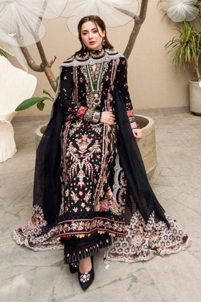 HR-QL2655 3Pc Embroidered Lawn Shirt With Embroidered Chiffon Dupatta