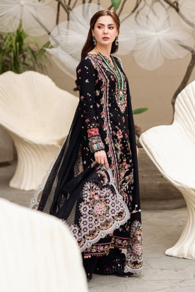 HR-QL2655 3Pc Embroidered Lawn Shirt With Embroidered Chiffon Dupatta