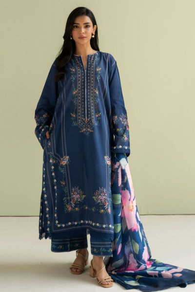 HR-BQ421 3 Piece Digital Printed Lawn Shirt Trouser and Dupatta