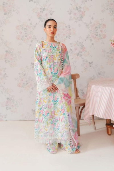 HR-AF70 3 Piece Printed Lawn Shirt Trouser and Dupatta