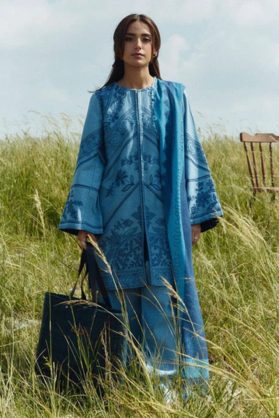 HR-ZS2555 3 Piece Embroidered Lawn Shirt with Printed Dupatta