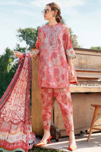 HR-MB458 3Pc Digital Printed Lawn Shirt With Printed Lawn Dupatta