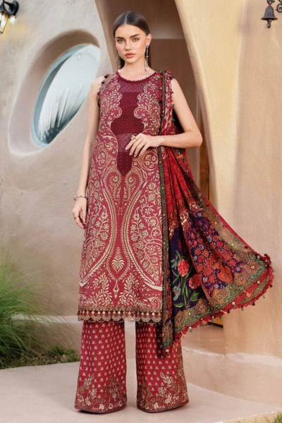 HR-MB478 3Pc Digital Printed Lawn Shirt With Printed Lawn Dupatta