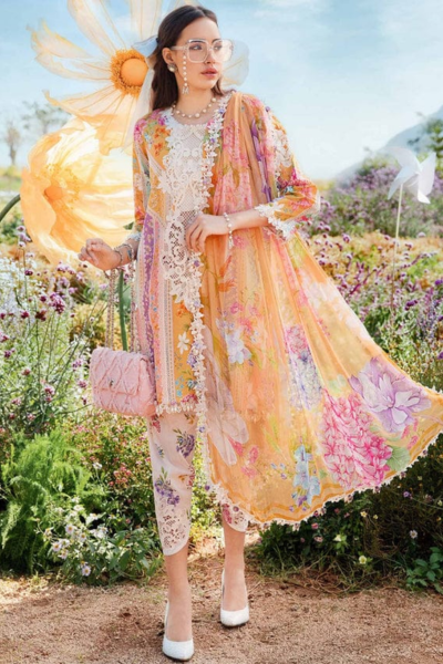 HR-MB464 3Pc Digital Printed Lawn Shirt With Printed Lawn Dupatta