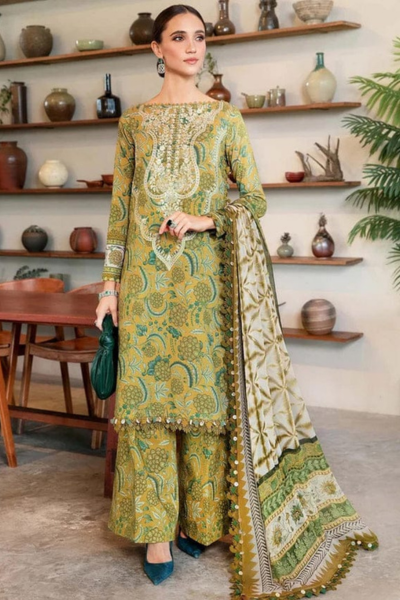 HR-MB456 3Pc Digital Printed Lawn Shirt with Printed Lawn Dupatta
