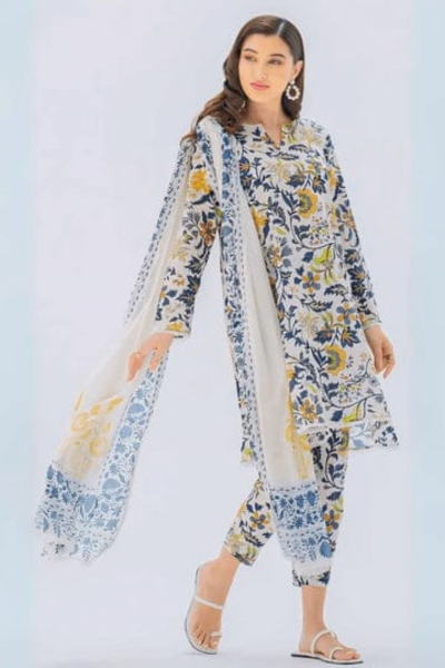 HR-SP132 3Pc Digital Printed Lawn Shirt and Trouser with Lawn Dupatta