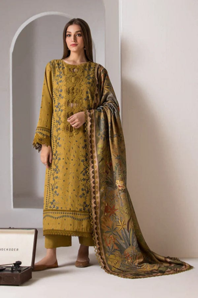 HR-SN59 3 Piece Embroidered Lawn Shirt With Printed Poly Lawn Dupatta