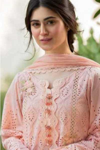 HR-CS34 3 Piece Embroidered Lawn Shirt With Embroidered Bamber Chiffon Duppata