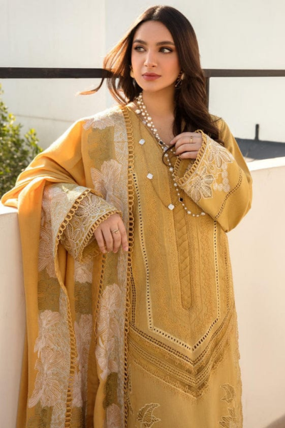 HR-SS 1220 3 Piece Embroidered Lawn With Embroidered Lawn Dupatta