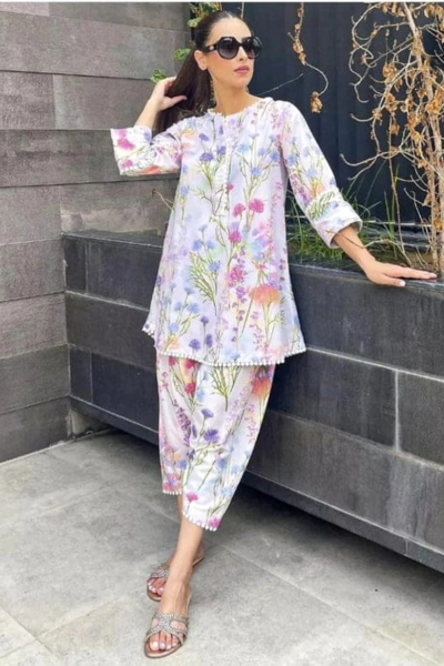 HR-BQ282 2 Piece Digital Printed Lawn Shirt And Trouser