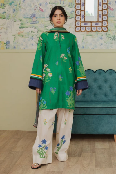 HR-CO498 3Pc Digital Printed Lawn Shirt With Printed Dupatta
