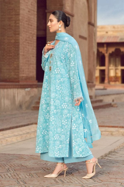 HR-BR08 3 Piece Embroidered Lawn Shirt With Embroidered Chiffon Dupatta
