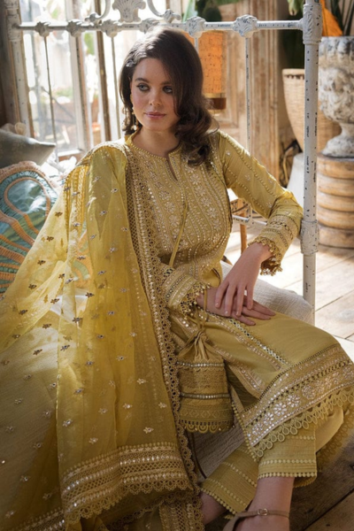 HR-SB62 3 Piece Embroidered Lawn Suit With Organza Dupatta