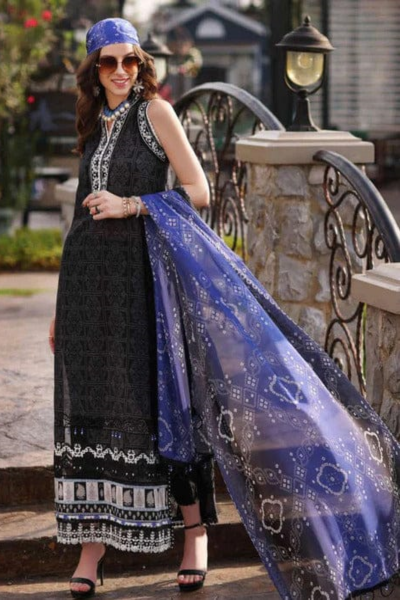 HR-MB303 3 Piece Digital Printed and Embroidered Lawn Shirt with Chiffon Dupatta